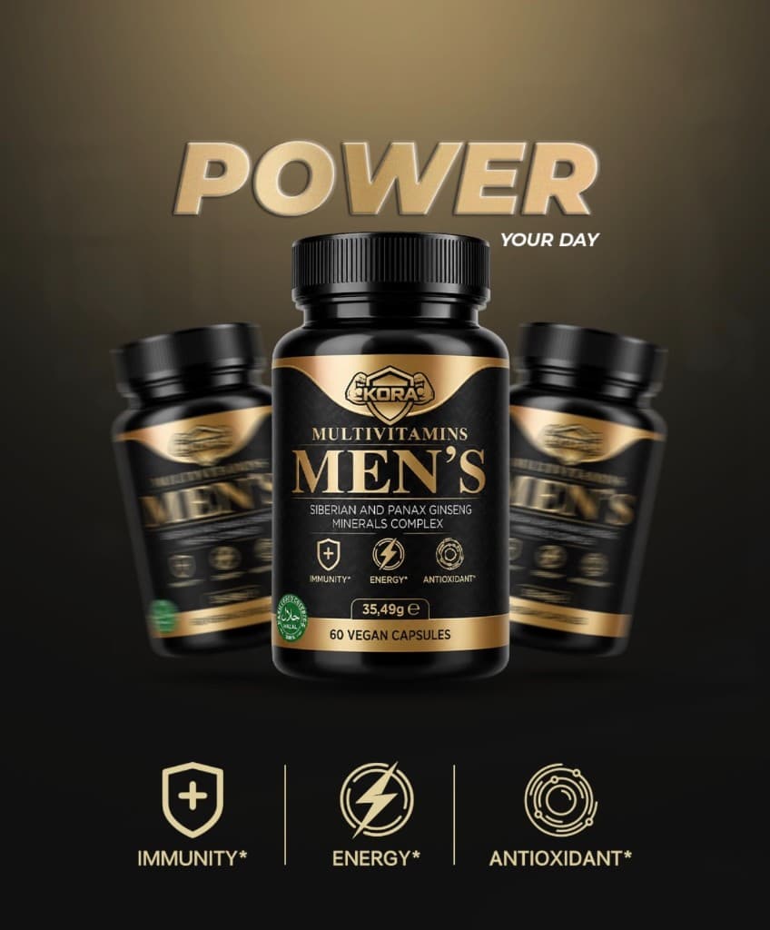 KORA Men's Multivitamins for immunity, energy and antioxidant support